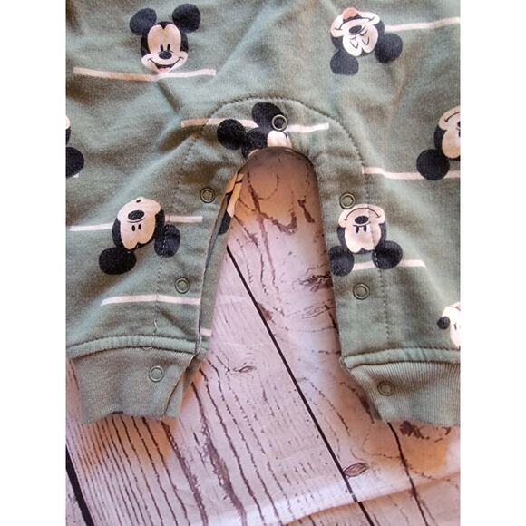 Mickey Mouse Green Funny Face Overall Romper Jumpsuit Disney Baby 3-6 Months - Picture 3 of 8